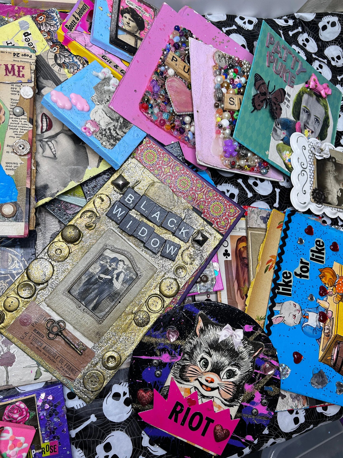 Mini ART GRAB BAG Collage Art Mixed Media Lyrics Punk Rock Riot Grrrl Jolie Ruin