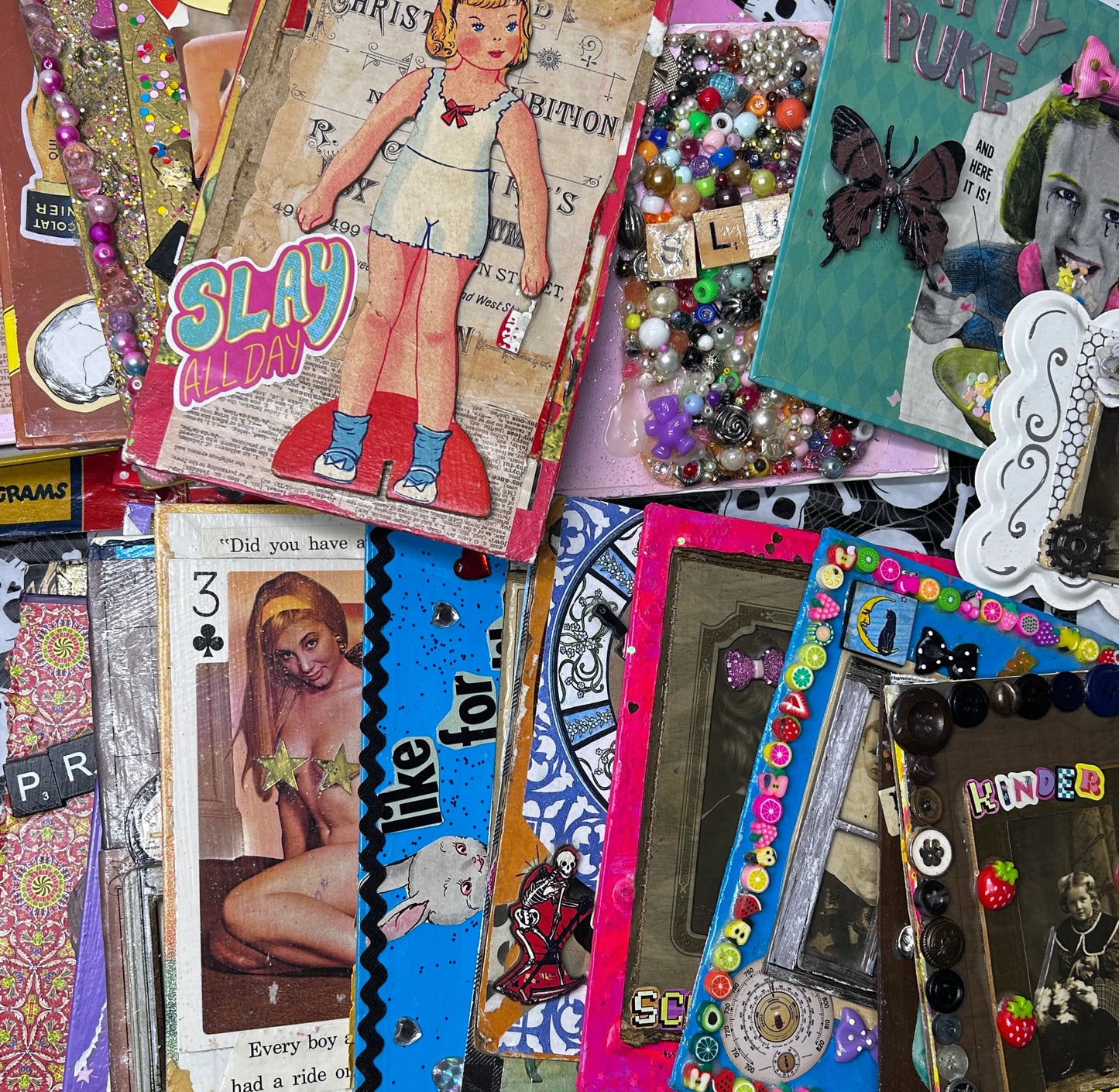 Mini ART GRAB BAG Collage Art Mixed Media Lyrics Punk Rock Riot Grrrl Jolie Ruin