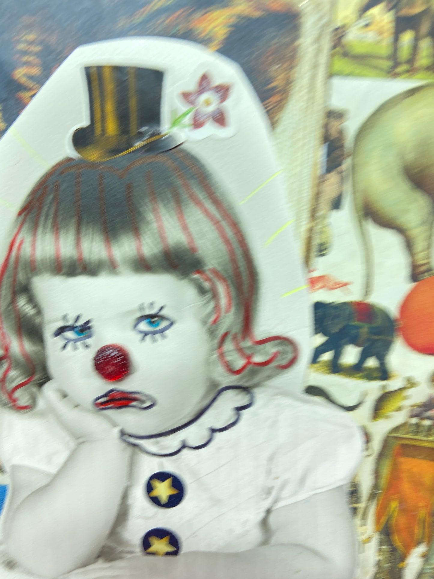 Sad Baby Clown {Original Collage}