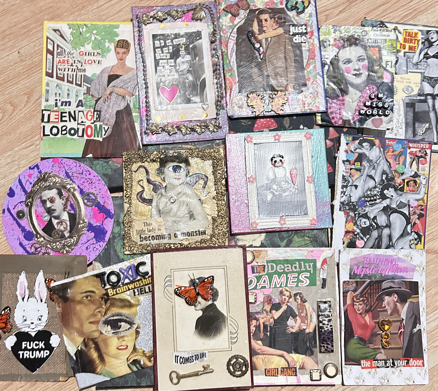 Mini ART GRAB BAG Collage Art Mixed Media Lyrics Punk Rock Riot Grrrl Jolie Ruin