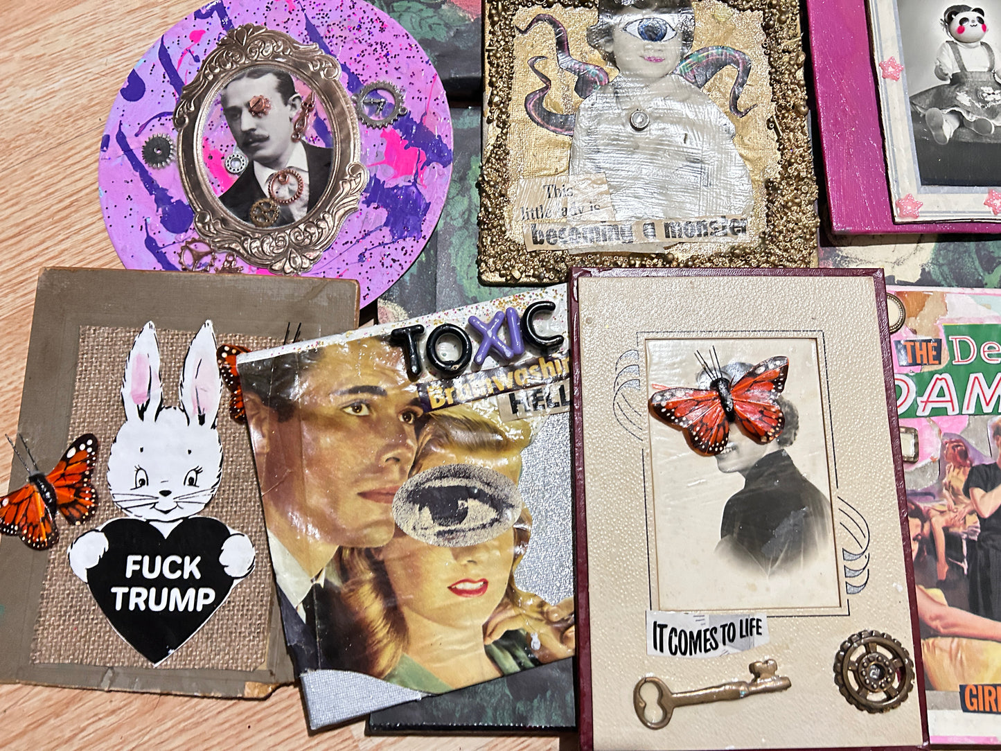 Mini ART GRAB BAG Collage Art Mixed Media Lyrics Punk Rock Riot Grrrl Jolie Ruin