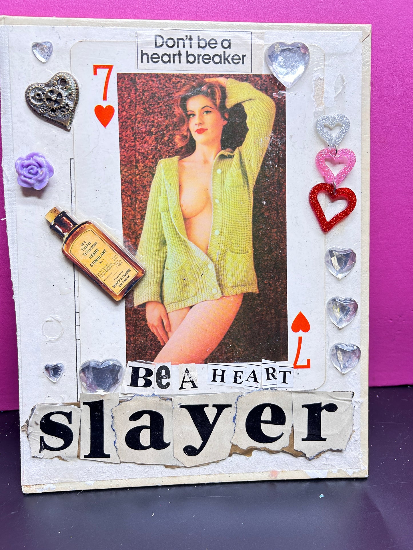 "Slayer pin up" Mixed Media Collage Art