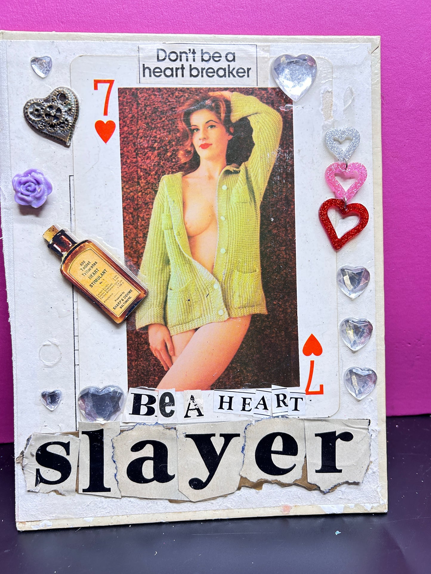 "Slayer pin up" Mixed Media Collage Art