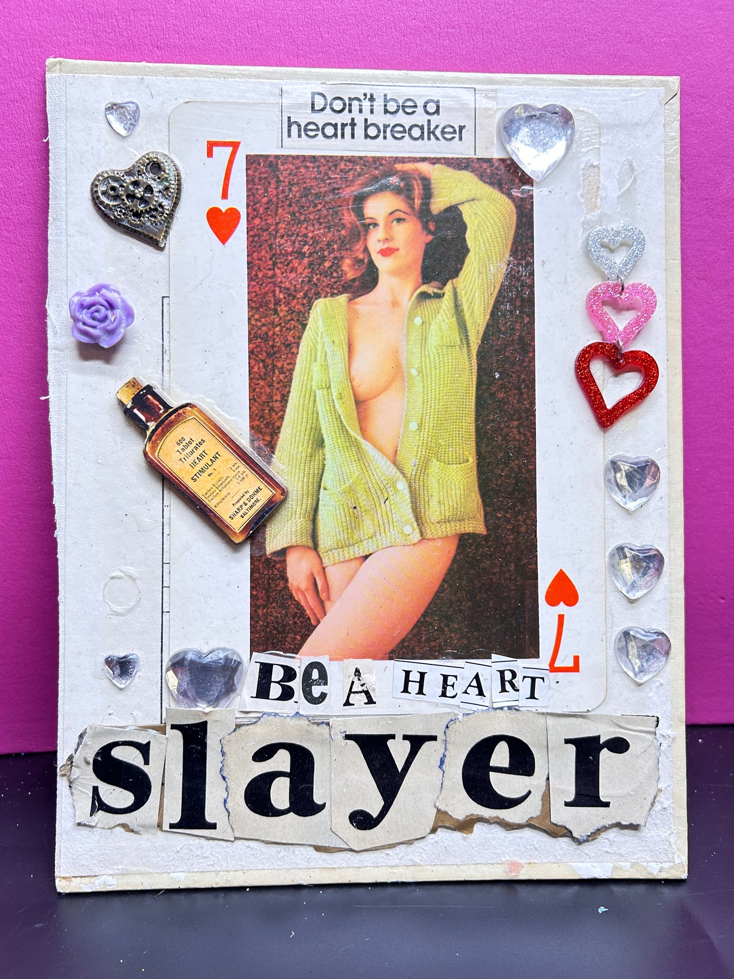 "Slayer pin up" Mixed Media Collage Art