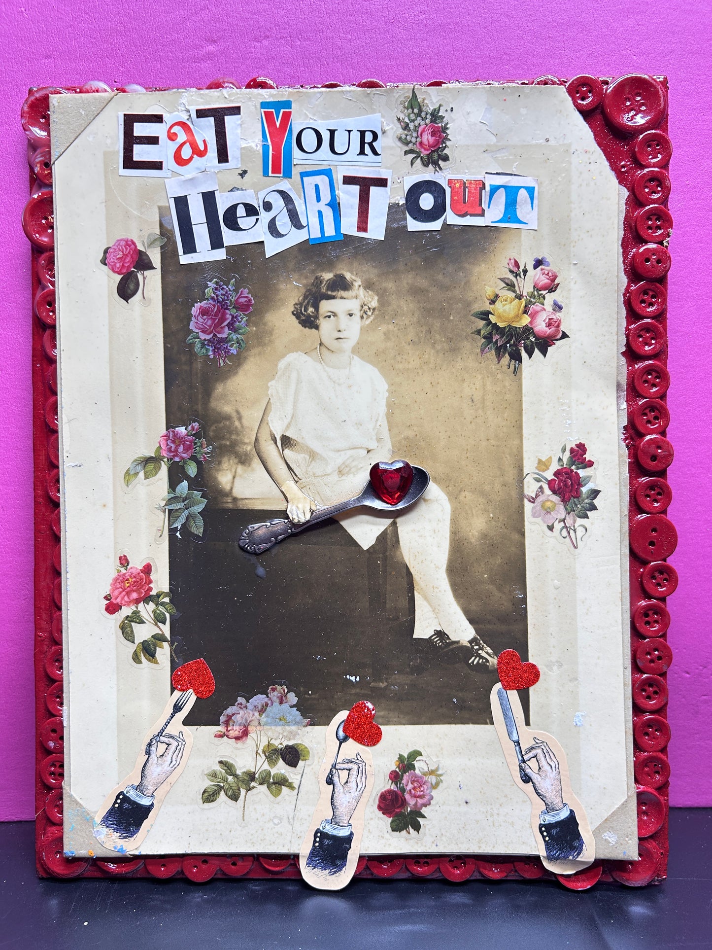 "Eat Your Heart Out" Mixed Media Collage Art