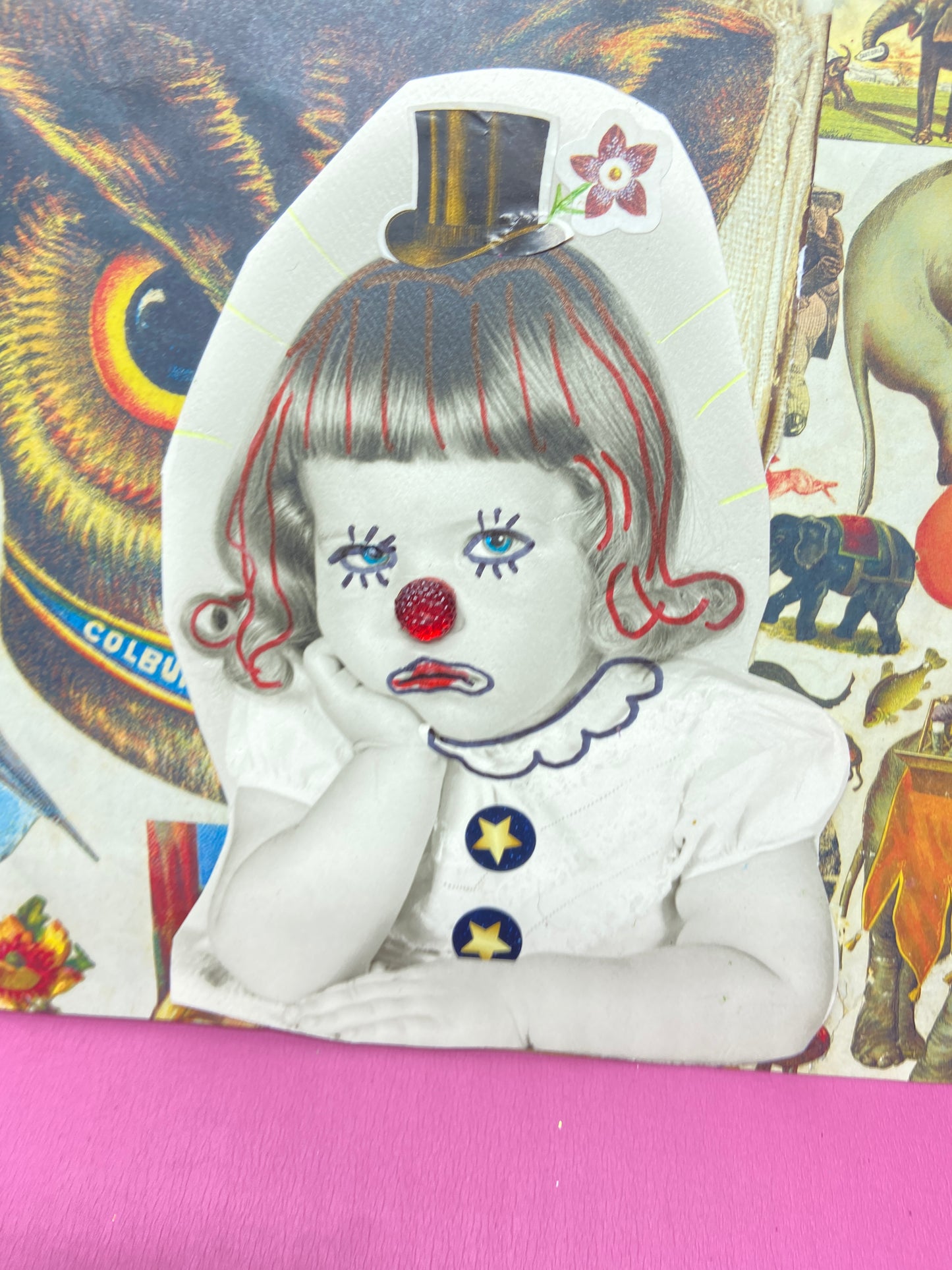 Sad Baby Clown {Original Collage}