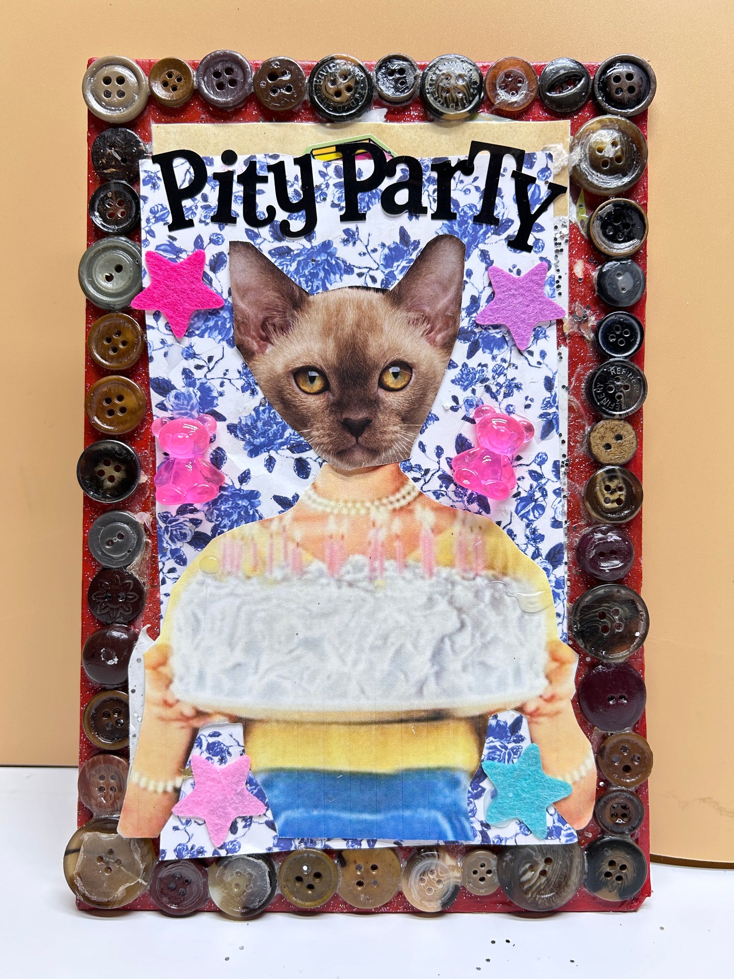 Kitty Pity Party {Original Collage}