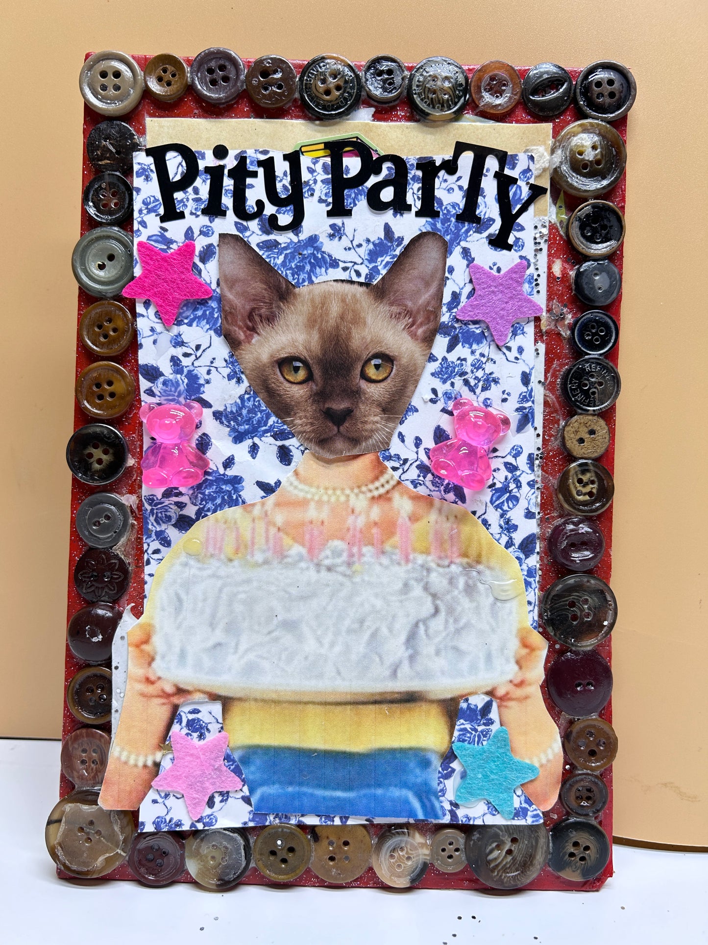 Kitty Pity Party {Original Collage}