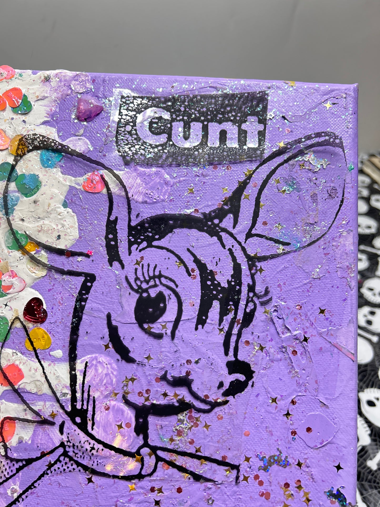 "CUNT deer" Mixed Media Collage Art