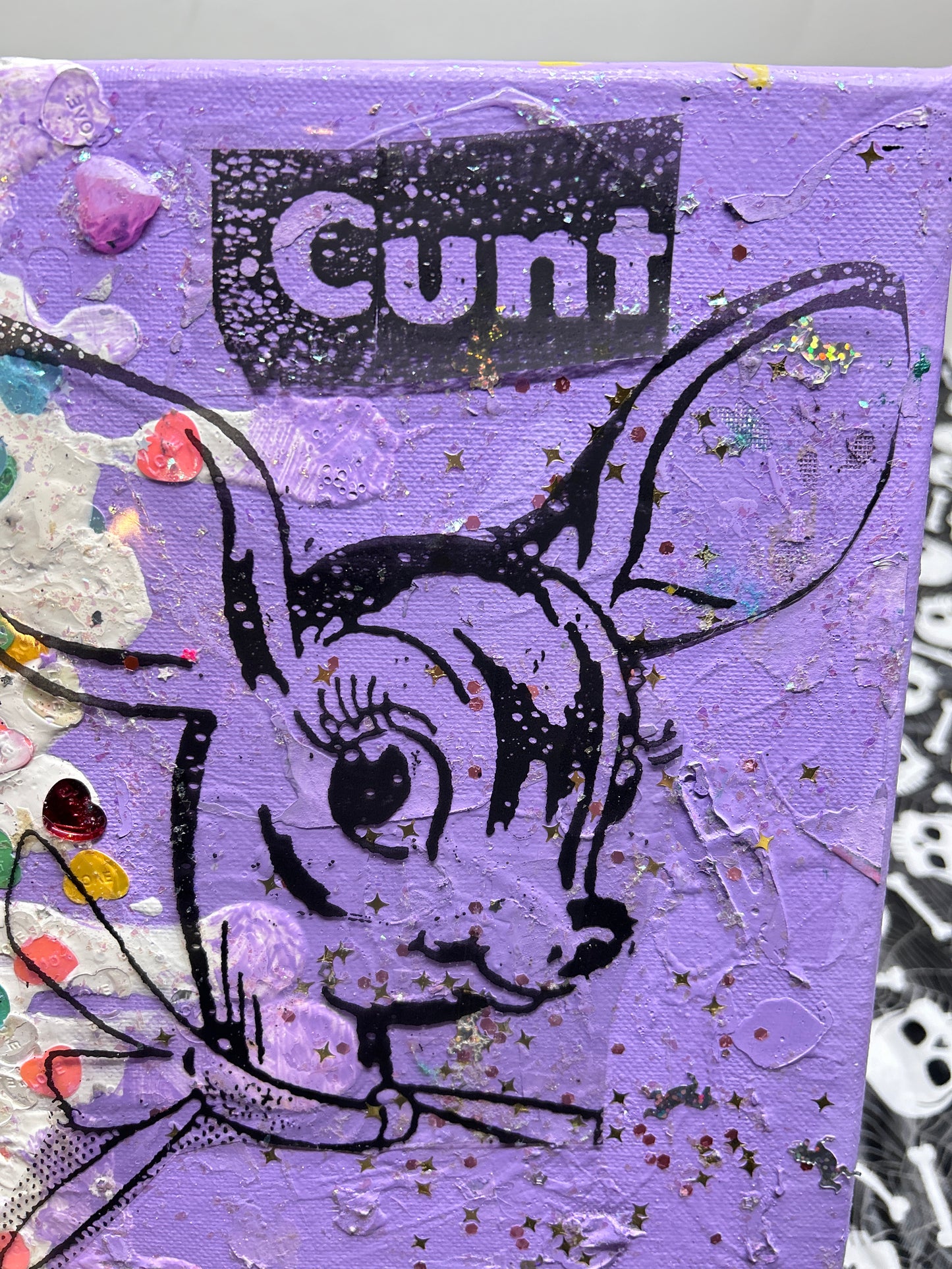 "CUNT deer" Mixed Media Collage Art