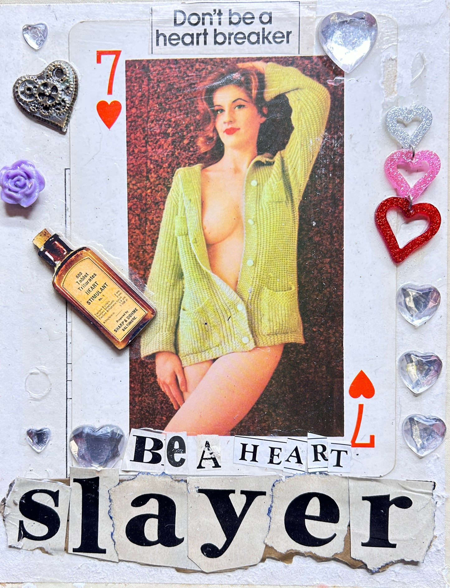 "Slayer pin up" Mixed Media Collage Art