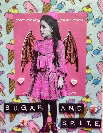 Winged Sugar & Spite  {Original Collage}